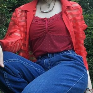 ☀️ Vassarette Red Lingerie Cami Top